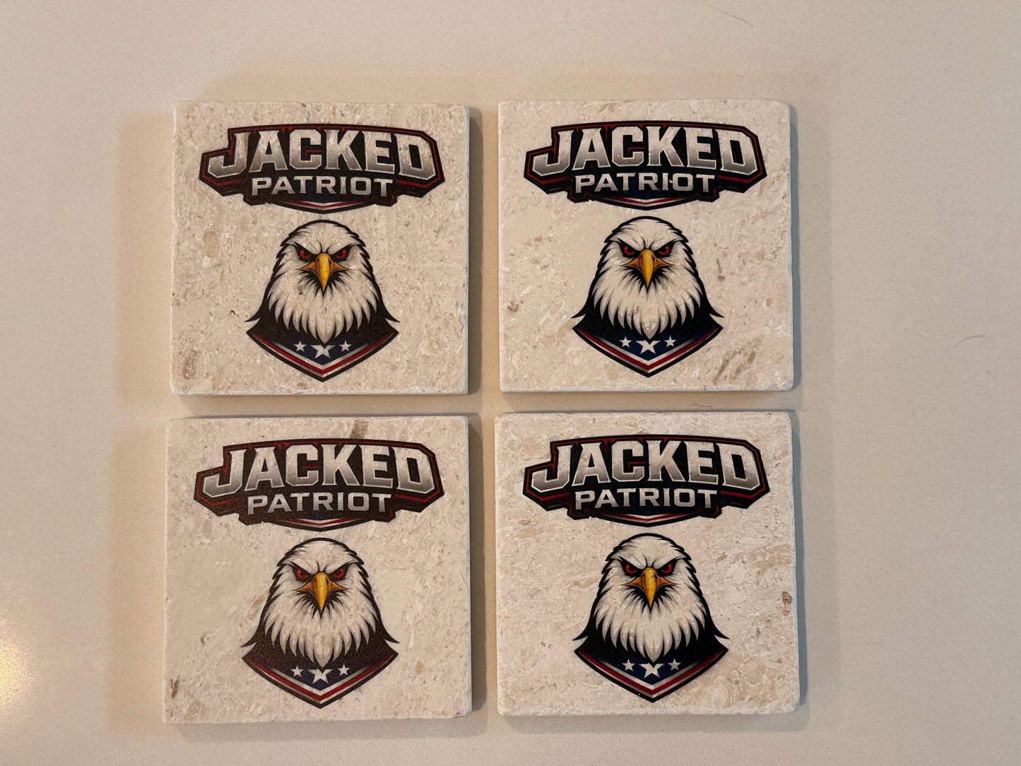 Jacked Patriot ceramic coasters